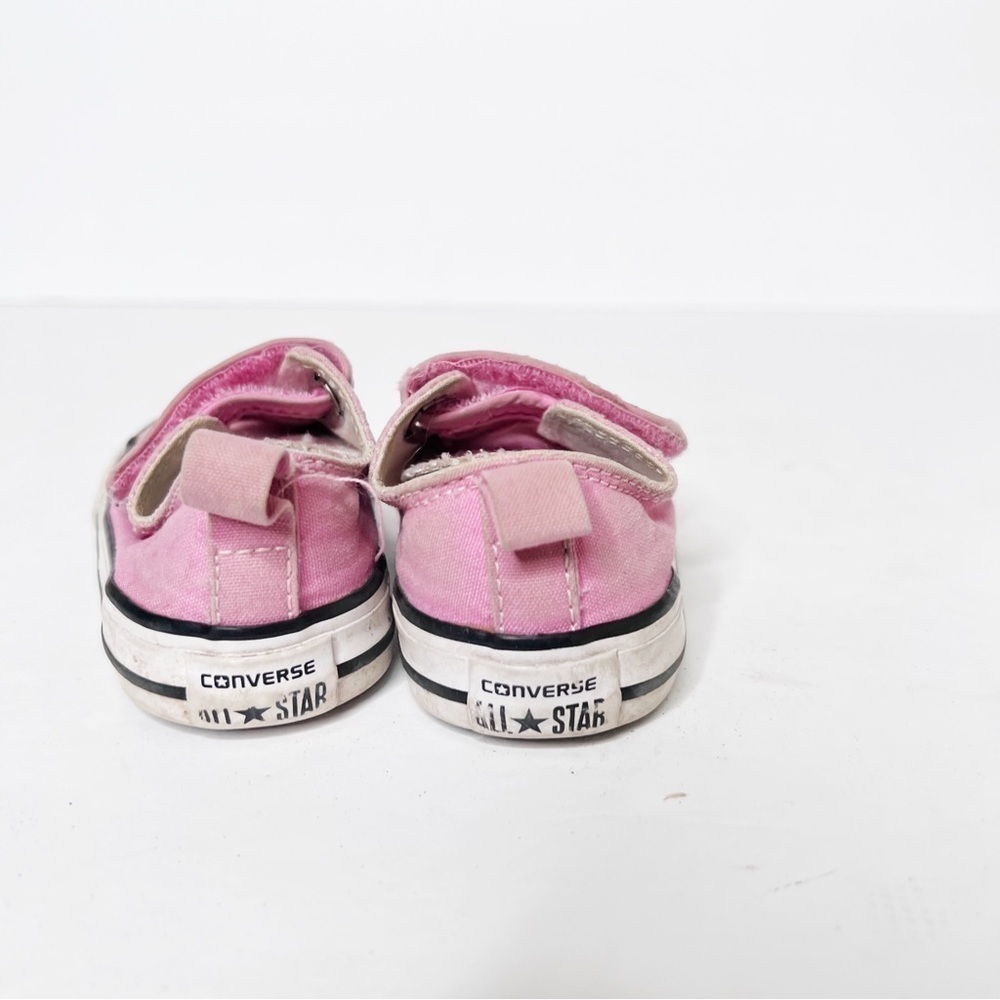 Converse Pink Canvas Sneakers Velcro Toddler Size 4 - Picture 3 of 4